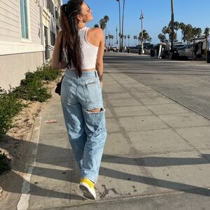 BDG High Rise Baggy Jeans with Cut outs